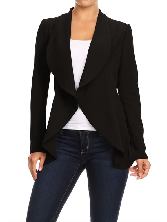 Moa Collection Women's Office Blazer Casual Long Sleeve Solid Open Front Design S-3XL