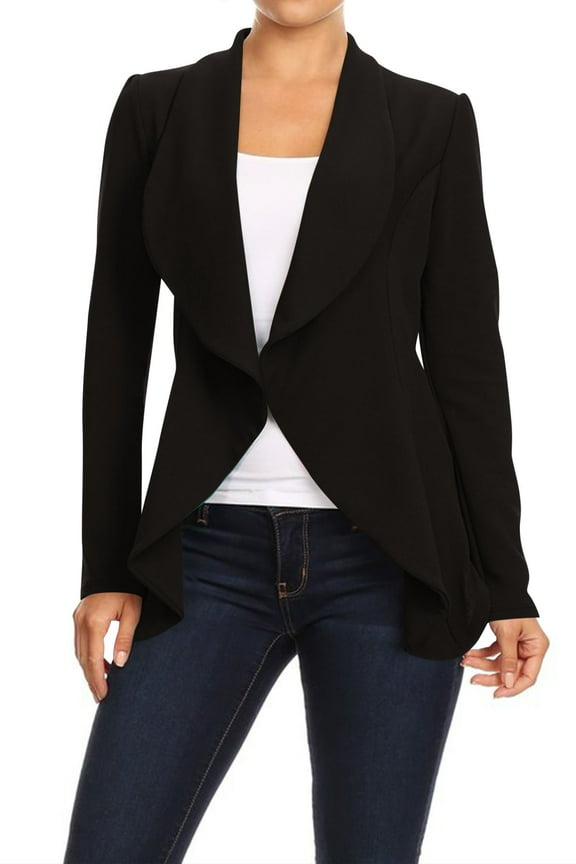 Moa Collection Women's Office Blazer Casual Long Sleeve Solid Open Front Design S-3XL