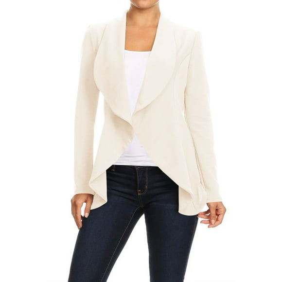 Moa Collection Women's Office Blazer Casual Long Sleeve Solid Open Front Design S-3XL