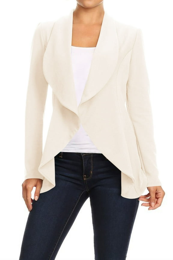 Women's Office Blazer Casual Long Sleeve Solid Open Front Design S-3XL