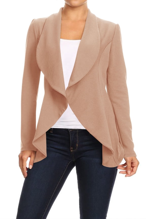 Moa Collection Women's Office Blazer Casual Long Sleeve Solid Open Front Design S-3XL