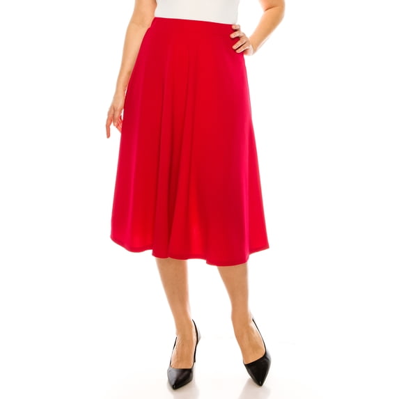 Women's Plus Size A-Line Casual Flared High Waist Elastic Band Solid Midi Skirt