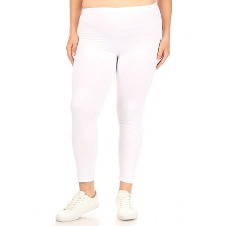 Moa Collection Women's Plus Size Casual Comfy High Waist Leggings