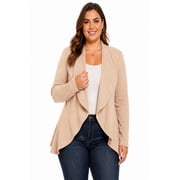 Womens Plus Size Casual Long Sleeves Open Front Solid Office Work Wear Blazer Jacket