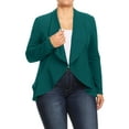 thumbnail image 1 of Women's Plus Size Casual Long Sleeves Open Front Solid Office Work Wear Blazer Jacket, 1 of 5