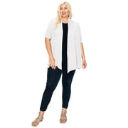 Moa Collection Women's Plus Size Casual Short Sleeve Open Front Knit Cardigan Size 1XL 2XL 3XL, Female