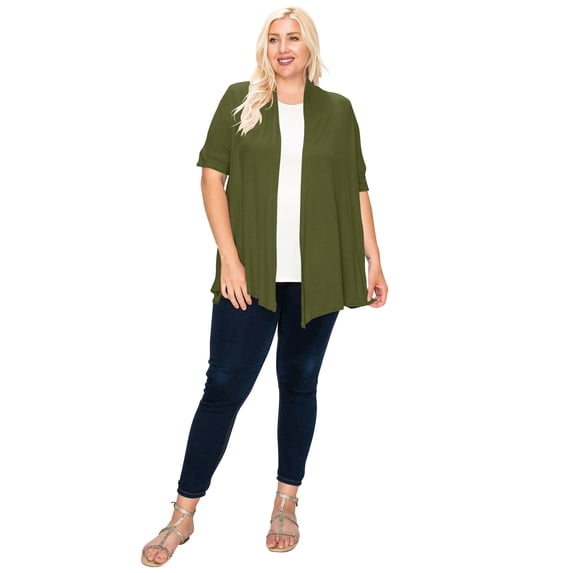 Women's Plus Size Casual Short Sleeve Cardigan
