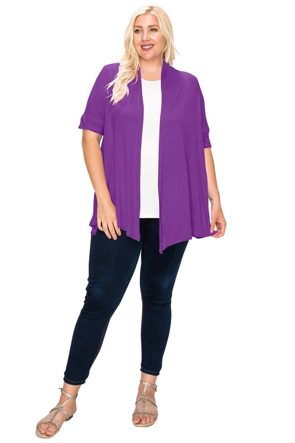 Women's Plus Size Casual Short Sleeve Cardigan