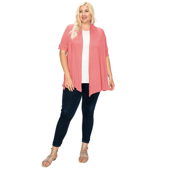 Women's Plus Size Casual Short Sleeve Cardigan