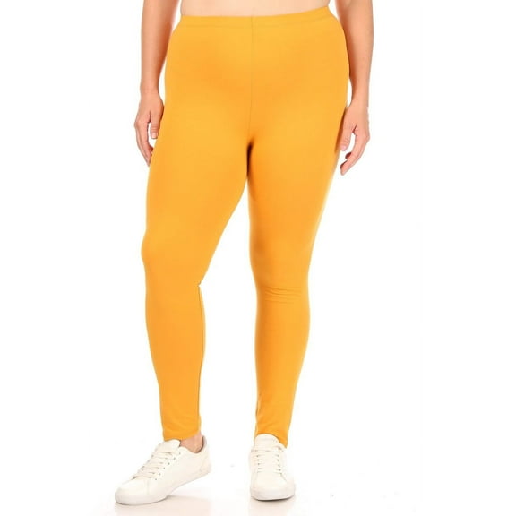 Moa Collection Women's Plus Size Casual Tie Dye and Solid Color Band Waist Active Leggings 2XL Female