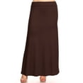 thumbnail image 1 of Moa Collection Women's Plus Size Elastic Band Foldable High Waist Relaxed Solid Long Maxi Skirt, 1 of 4