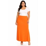 Women's Plus Size High Waist Foldable Elastic Band Relaxed Fit Solid Maxi Skirt