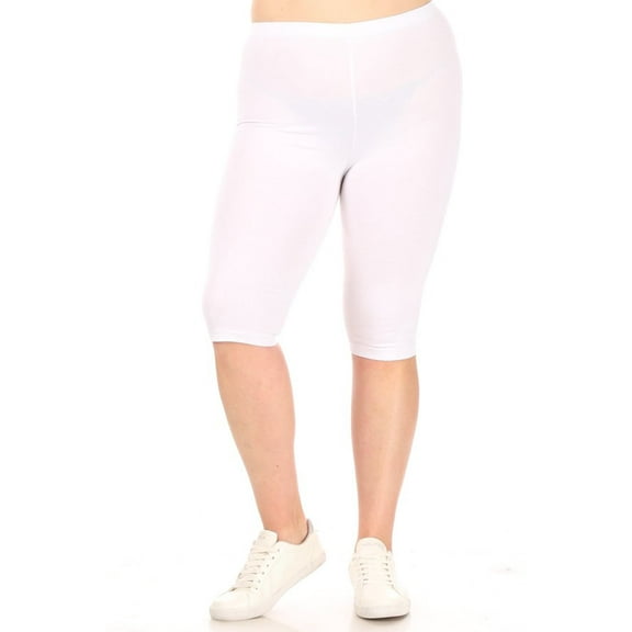 Moa Collection Women's Plus Size Lightweight Casual High Waist Solid Yoga Running Capri Leggings Female