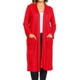 thumbnail image 1 of Moa Collection Women's Plus Size Long Sleeve Open Midi Cardigan, Female, 1 of 4