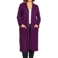 thumbnail image 1 of Moa Collection Women's Plus Size Long Sleeve Open Midi Cardigan, Female, 1 of 4