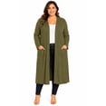 thumbnail image 1 of Women's Plus Size Open Front Long Cardigan, Lightweight Casual Solid Cardigan with Loose, 1 of 4