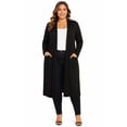 thumbnail image 1 of Women's Plus Size Open Front Long Cardigan, Lightweight Casual Solid Cardigan with Loose, 1 of 4