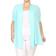 thumbnail image 1 of Women's Plus Size Short Sleeves Draped Open Front Solid Cardigan, 1 of 6