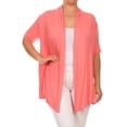 thumbnail image 1 of Women's Plus Size Short Sleeves Draped Open Front Solid Cardigan, 1 of 6