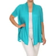 thumbnail image 1 of Moa Collection Women's Plus Size Short Sleeves Draped Open Front Solid Cardigan Loungewear Made in USA Female, 1 of 5