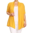 thumbnail image 1 of Women's Plus Size Short Sleeves Draped Open Front Solid Cardigan, 1 of 6