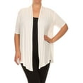 thumbnail image 1 of Women's Plus Size Short Sleeves Draped Open Front Solid Cardigan, 1 of 5