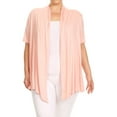 thumbnail image 1 of Women's Plus Size Short Sleeves Draped Open Front Solid Cardigan, 1 of 5