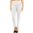 thumbnail image 1 of Moa Collection Women's Plus Size Solid High Rise Banded Waist Full Length Leggings with Fleece Lining Female, 1 of 6