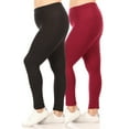 thumbnail image 1 of Moa Collection Women's Plus Size Solid High Waist Full Length Female Leggings(Pack of 2), 1 of 7