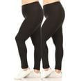 thumbnail image 1 of Moa Collection Women's Plus Size Solid High Waist Full Length Female Leggings(Pack of 2), 1 of 7