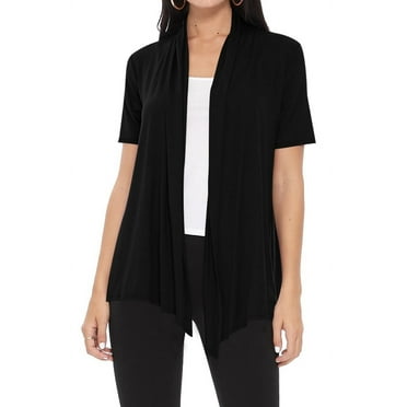 Women's Short Sleeve Open Front Cardigan Solid Draped Casual Design