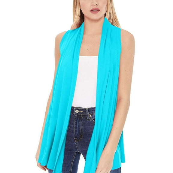 Moa Collection Women's Sleeveless Long Body Cardigan Vest S-3XL