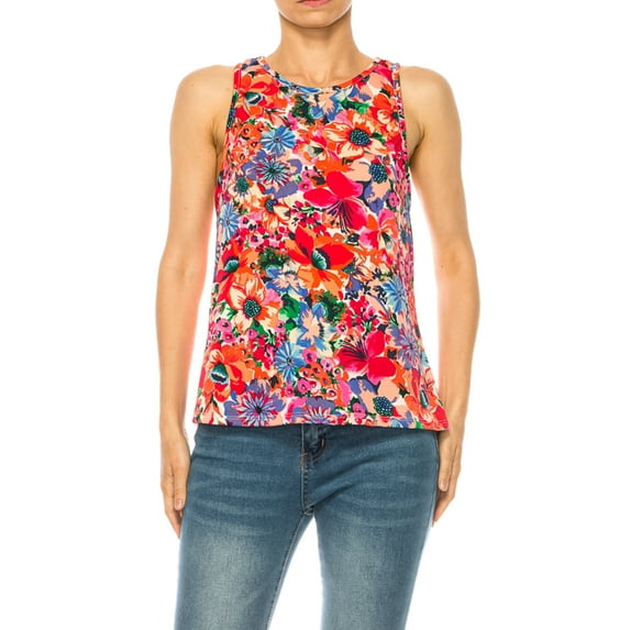 Moa Collection Women's Sleeveless Relaxed Fit Tank Top with Wide Straps Casual Length