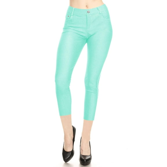 Moa Collection Women's Slim Fit Cropped Pockets Button Solid Capri Female L