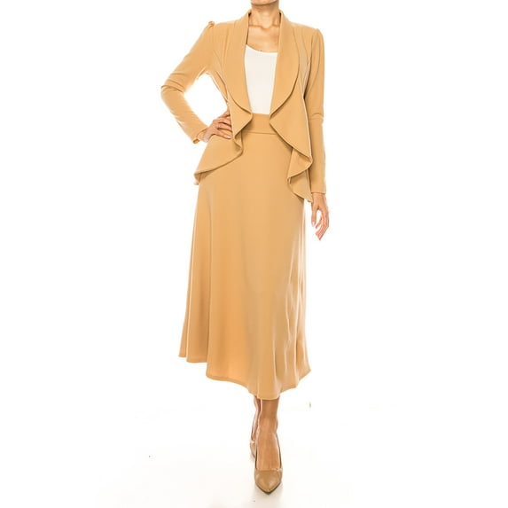 Women's Solid 2-Piece Blazer and Long Skirt Set ? Elegant and Professional