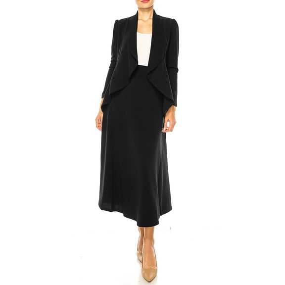 Women's Solid 2-Piece Blazer and Long Skirt Set ? Elegant and Professional
