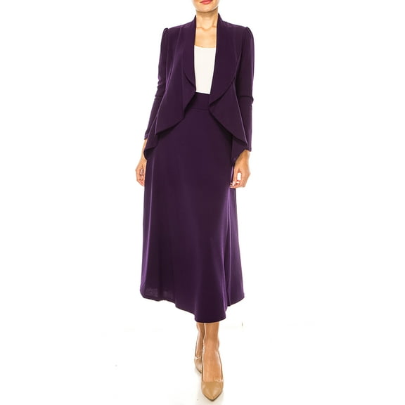 Women's Solid 2-Piece Blazer and Long Skirt Set ? Elegant and Professional
