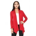 thumbnail image 1 of Moa Collection Women's Solid Casual Comfy Long Sleeve Drape Open Front Cardigan Jacket, 1 of 6
