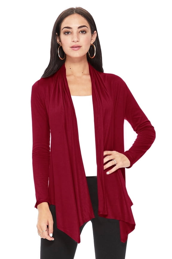Women's Solid Casual Comfy Long Sleeve Drape Open Front Cardigan Jacket