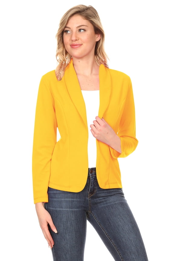 Women's Solid Casual Office Work Long Sleeve Open Front Blazer Jacket