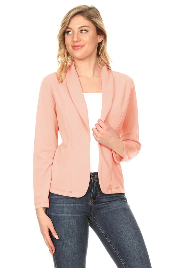 Women's Solid Casual Office Work Long Sleeve Open Front Blazer Jacket