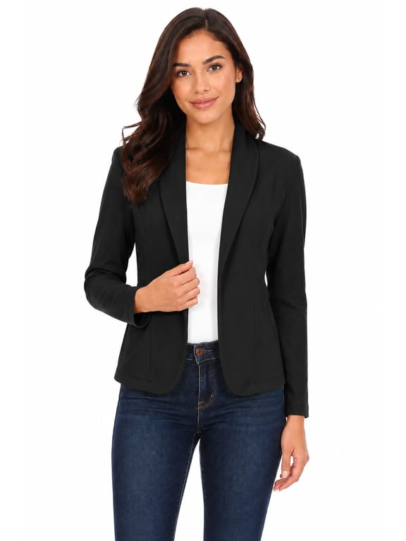 Women's Solid Casual Office Work Long Sleeve Open Front Blazer Jacket