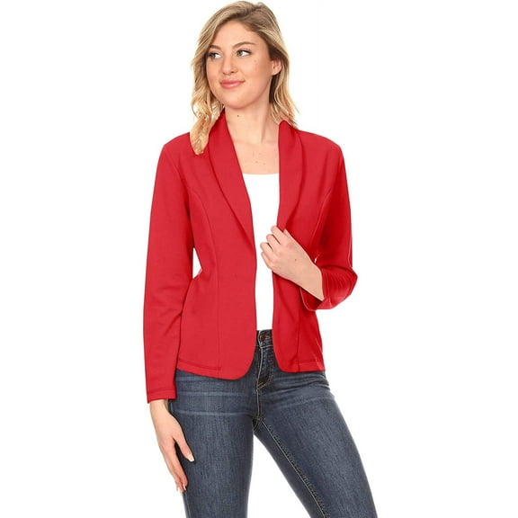 Women's Solid Casual Office Work Long Sleeve Open Front Blazer Jacket