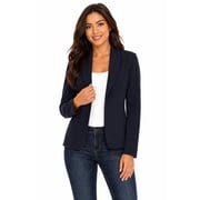 Moa Collection Womens Solid Casual Office Work Long Sleeve Open Front Blazer Jacket