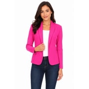 Moa Collection Womens Solid Casual Office Work Long Sleeve Open Front Blazer Jacket
