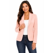 Moa Collection Womens Solid Casual Office Work Long Sleeve Open Front Blazer Jacket