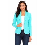Moa Collection Womens Solid Casual Office Work Long Sleeve Open Front Blazer Jacket
