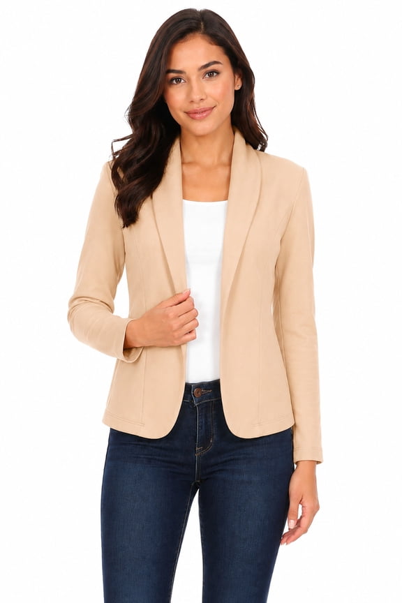 Women's Casual Office Work Long Sleeve Open Front Blazer Jacket