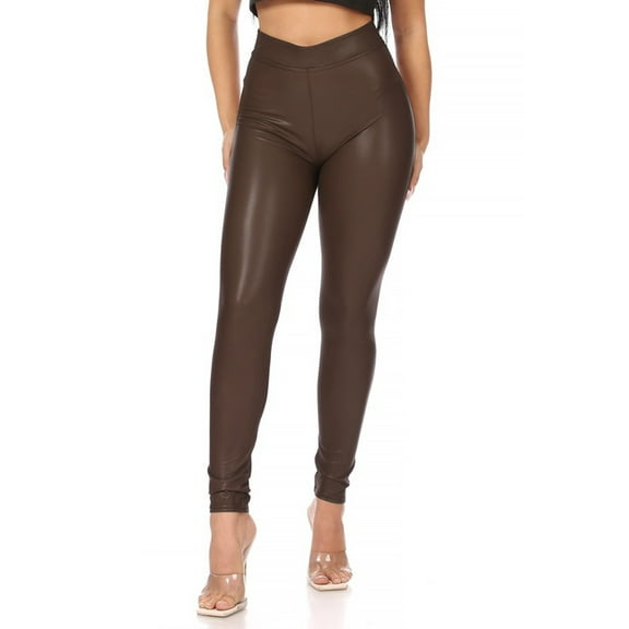 Moa Collection Women's Solid Faux Leggings/ Jeggings Pants