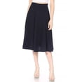 thumbnail image 1 of Women's Solid Flared Lightweight Elastic High Waist Midi A-line Skirt, 1 of 7